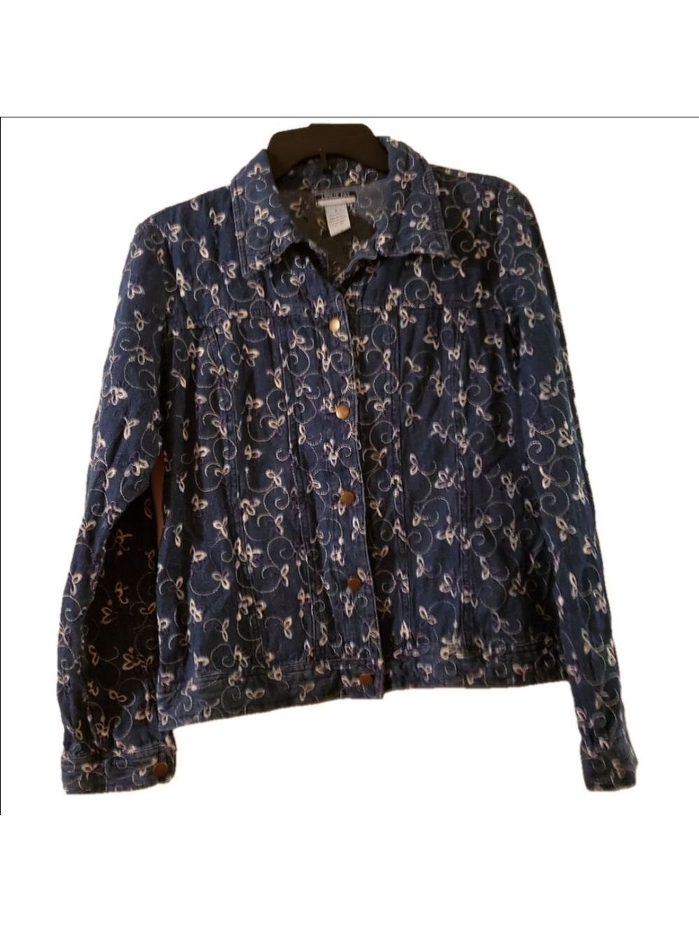 Analogy Vintage Leslie  Jacket Womens S Floral Embroidered Button Up